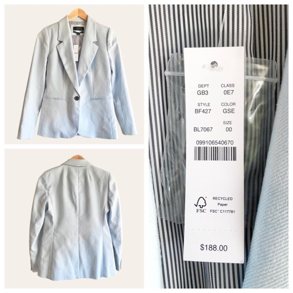 J.Crew Parke Blazer stretch linen blend light blue powder 50s pastel - Picture 2 of 7
